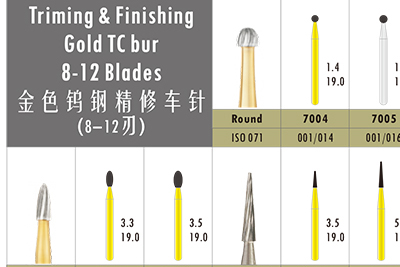 - Triming & Finishing Gold TC bur 8-12 Blades - Triming & Finishing Gold TC bur 8-12 Blades
